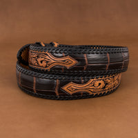 Chocolate Alligator Belt with Antique Brown Filigree Billets & Black Lace