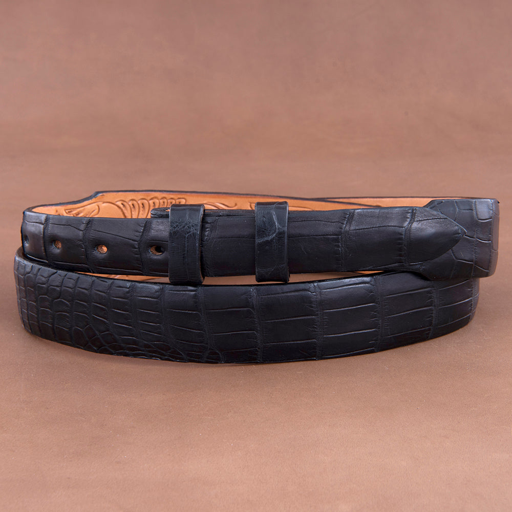 Matte Black Tapered Alligator Belt
