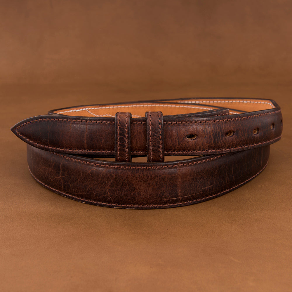 Tapered Mocha Bison Belt With Billets