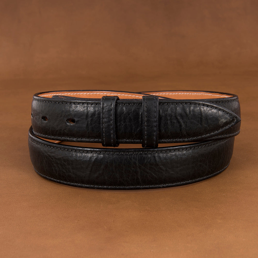 1 1/4" Black Bison Belt With Billets