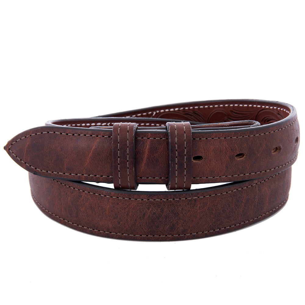 1 1/4" Mocha Bison Belt with Billets