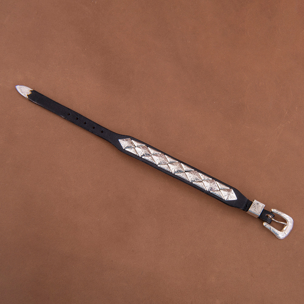 DIAMOND 1/2 DIAMOND BRACELET ON BLACK LEATHER