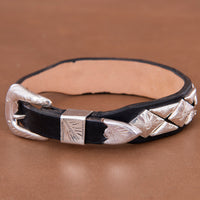 DIAMOND 1/2 DIAMOND BRACELET ON BLACK LEATHER