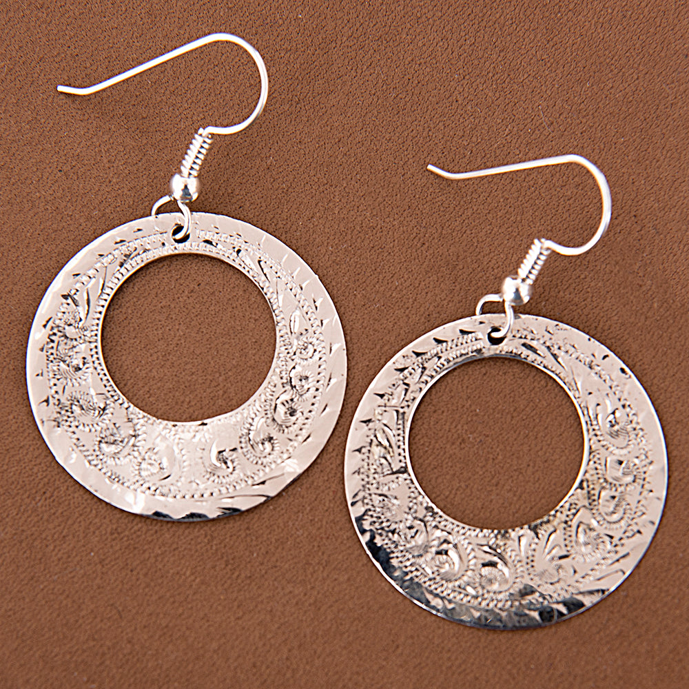 Small Western Engraved Loop Earrings
