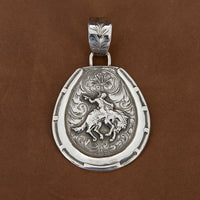 Bucking Bronco Horseshoe Pendant