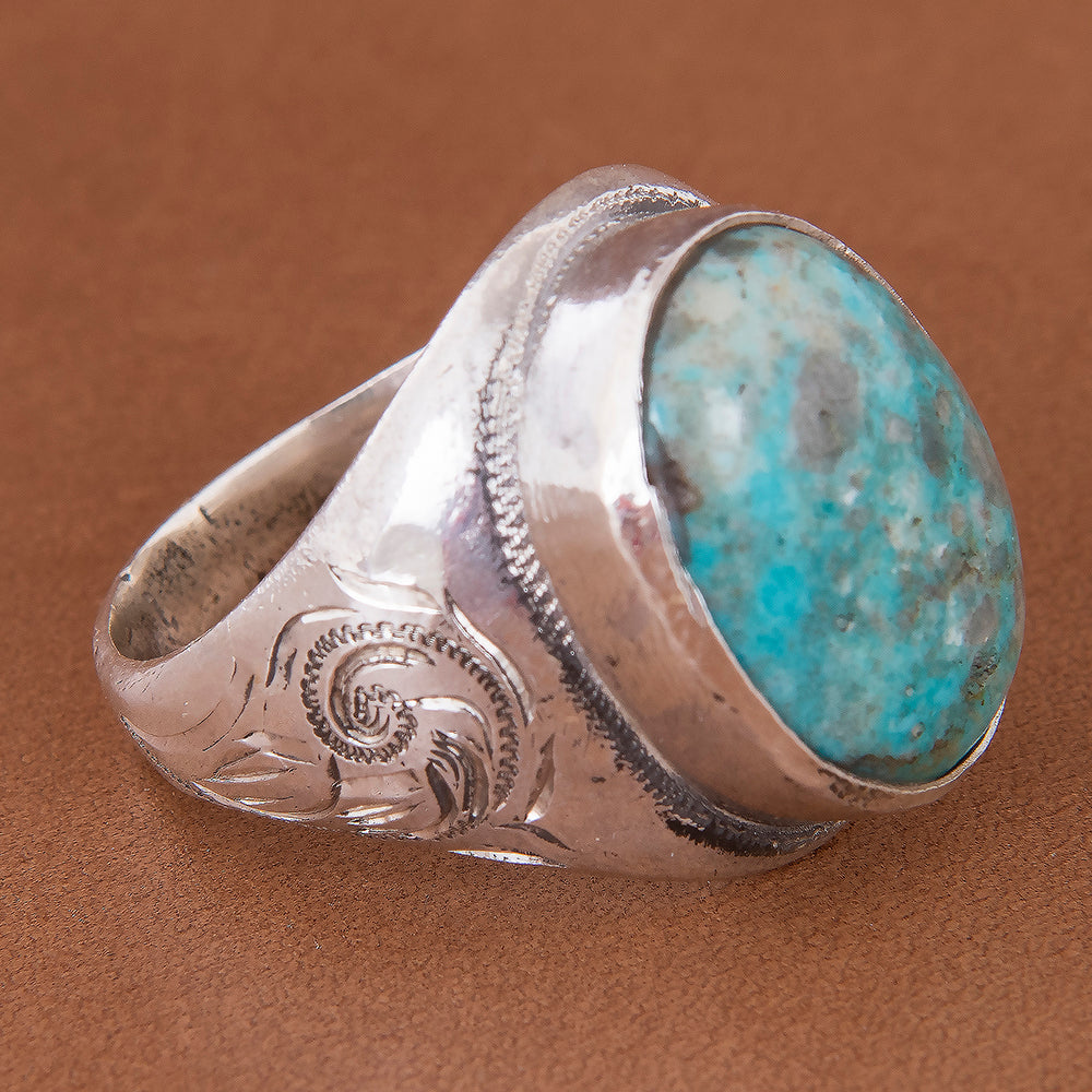 Western Engraved Ring with Turquoise