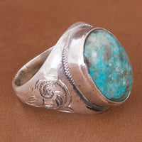 Western Engraved Ring with Turquoise
