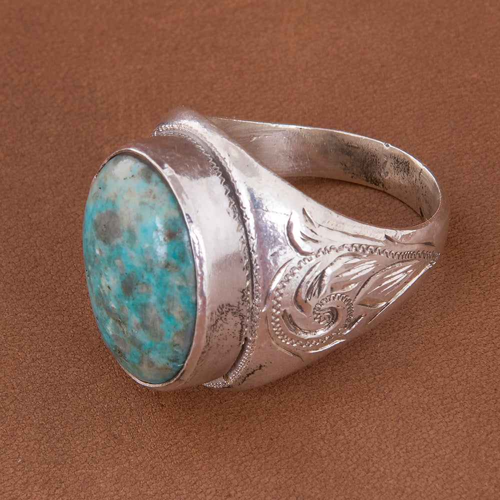 Western Engraved Ring with Turquoise