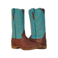 Men's 12-2 Raisin Caiman Emerald Blue Kidskin Fern Cowboy Boot