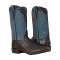 Men's Brown Belly Caiman Blue Kidskin GP Stitched Cowboy Boot