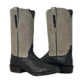 Men's Black FQ Ostrich Grey Kidskin Old Nugget Cowboy Boot