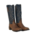 Ladies Cigar Caiman Blue Kidskin Tulip Cowboy Boot