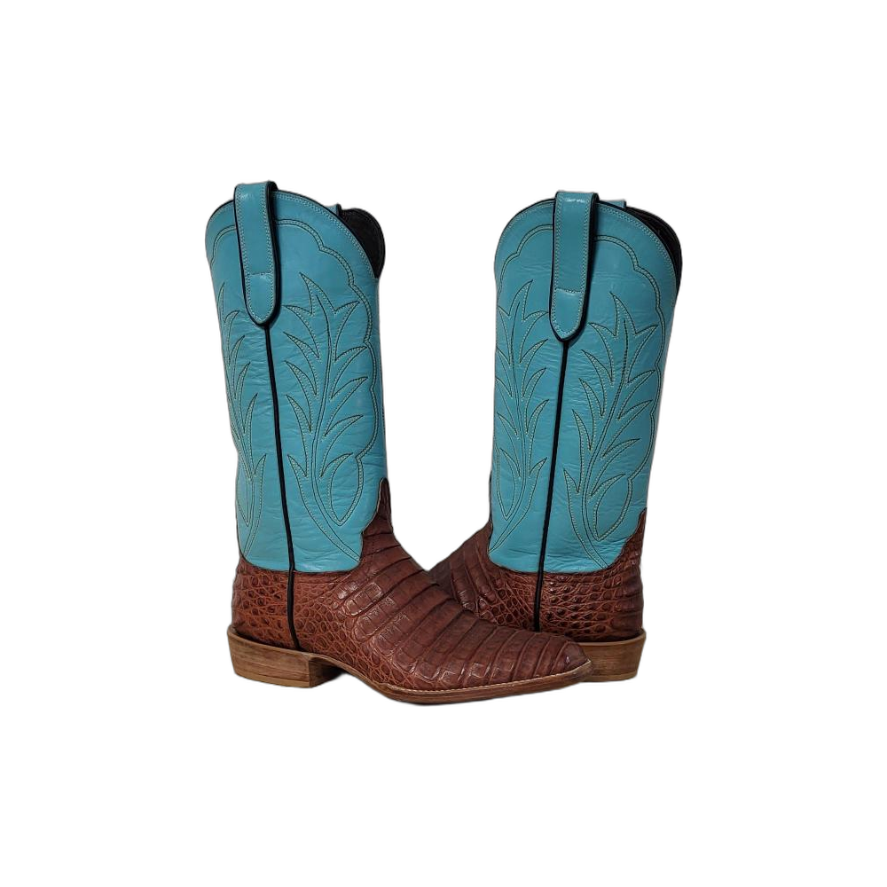 Ladies Raisin Caiman Emerald Kidskin Winn Cowboy Boot