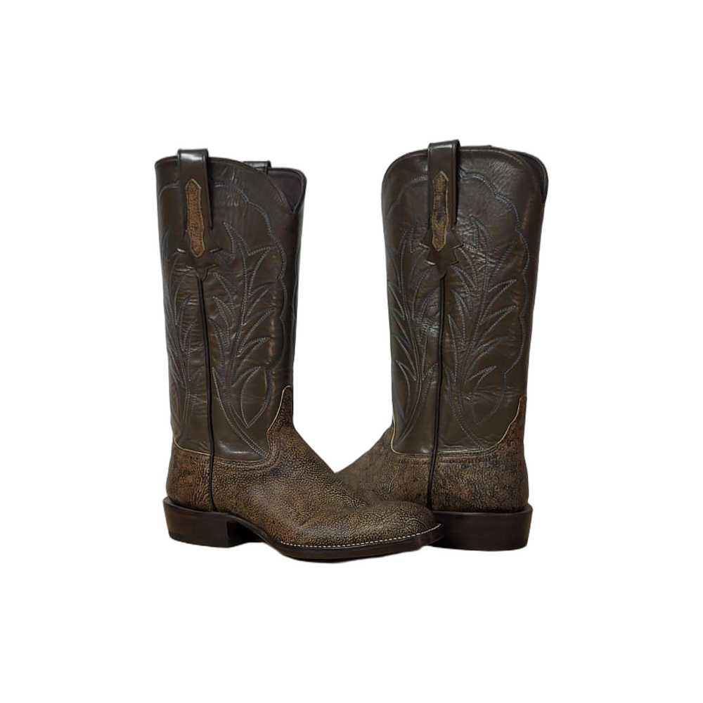 Ladies Tan Giraffe Olive Kidskin Winn Cowboy Boot
