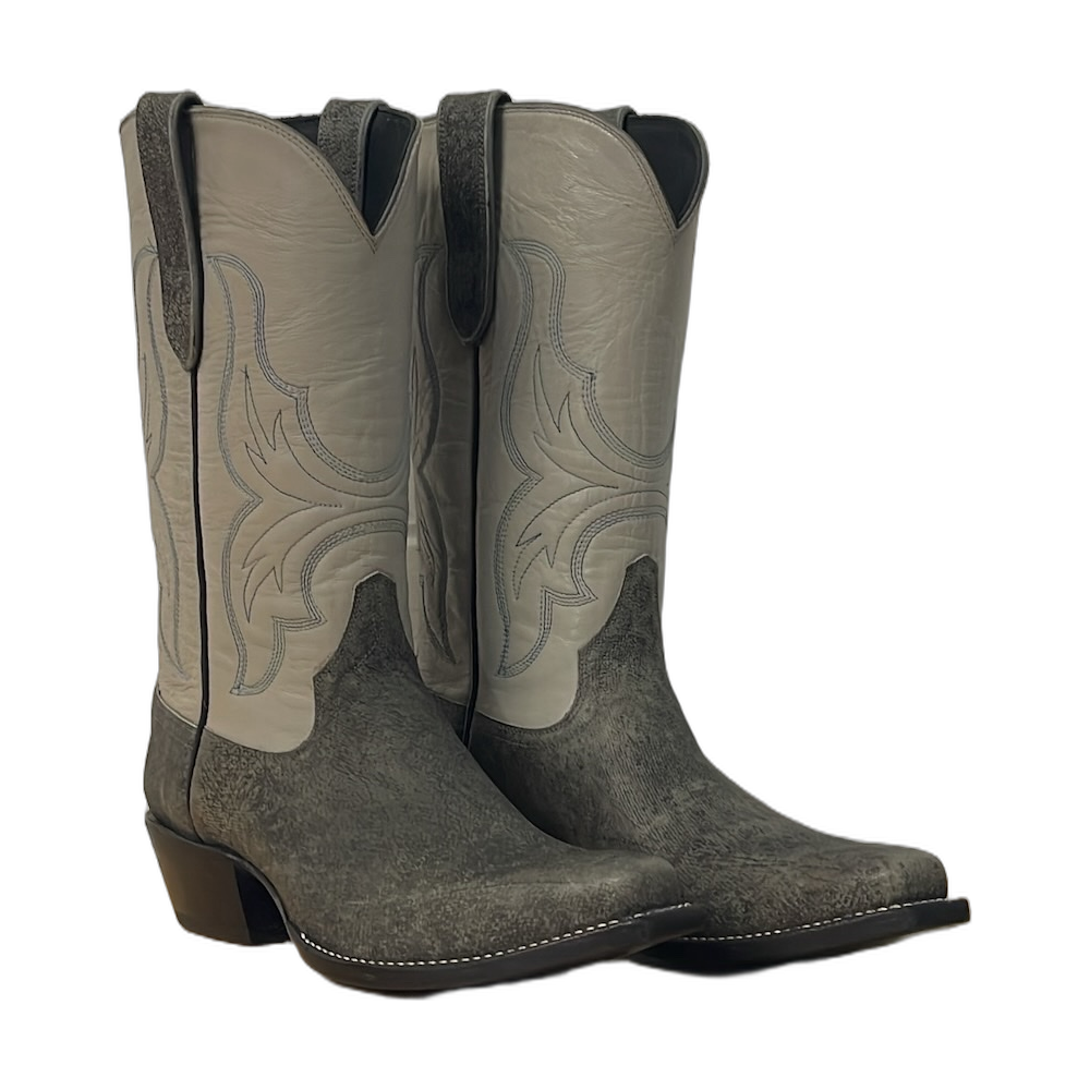 Men's Grey Giraffe Pueblo Blue Stitched Cowboy Boots