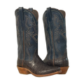 Men's Chocolate Nile Blue Kidskin Neon Stitched Cowboy Boot
