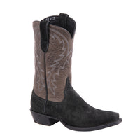 Men's 12" Black Hippo Grey Bison Buckaroo Cowboy Boot with Mini Vibram Sole