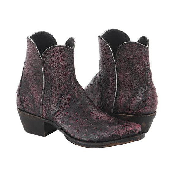 Ladies Short Pink Full Quill Ostrich with Black Overwash Boot