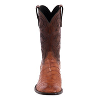 Men's 12" Cognac Gator Belly Tooled Top Cowboy Boot