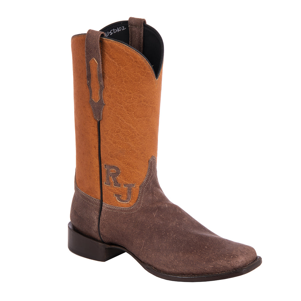 Men's 12" Pumba Brown Warthog/Honey Elephant Cowboy Boot with Initials