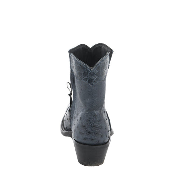 Ladies Short Navy Smooth Ostrich with Navy Gator Wingtip and Collar