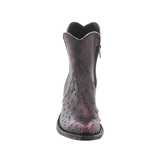 Ladies Short Pink Full Quill Ostrich with Black Overwash Boot