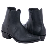 Men's Short Black Bison Cowboy Boot with Toe Bug