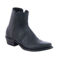 Men's Short Black Bison Cowboy Boot with Toe Bug