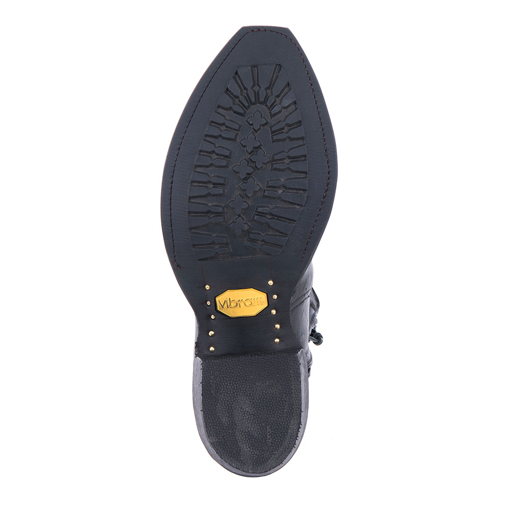 Men's Short Black Bison Boot with Mini Vibram and Toe Bug