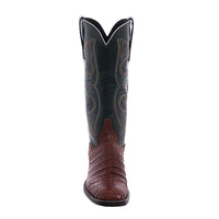 Ladies 13-2 Raisin Caiman Green Velvet Swan Cowboy Boot