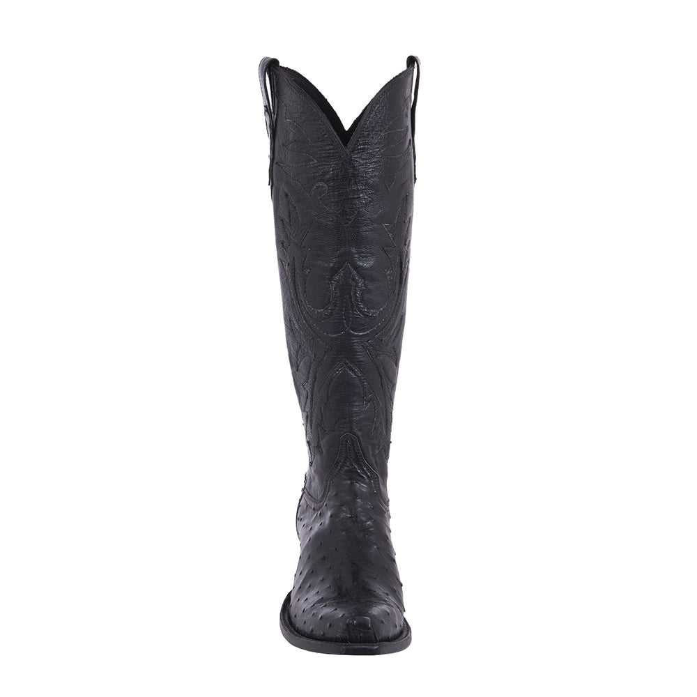 Ladies Cowboy Black Full Quill Ostrich with Black Kidskin