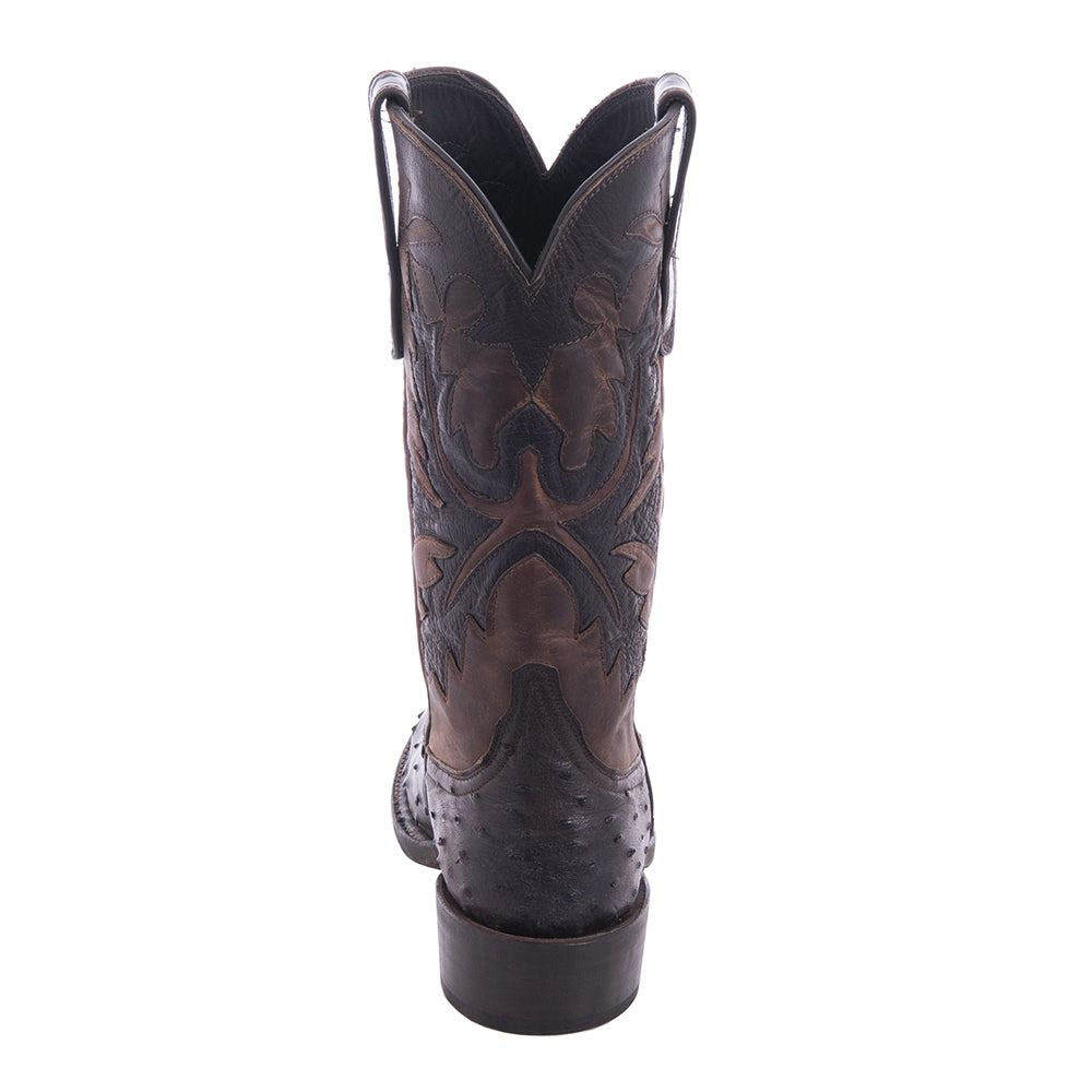 Ladies Cowboy 12-2 Kango Full Quill Ostrich/Canella Goat Fern Inlay Spur Lip and Heavy Sole
