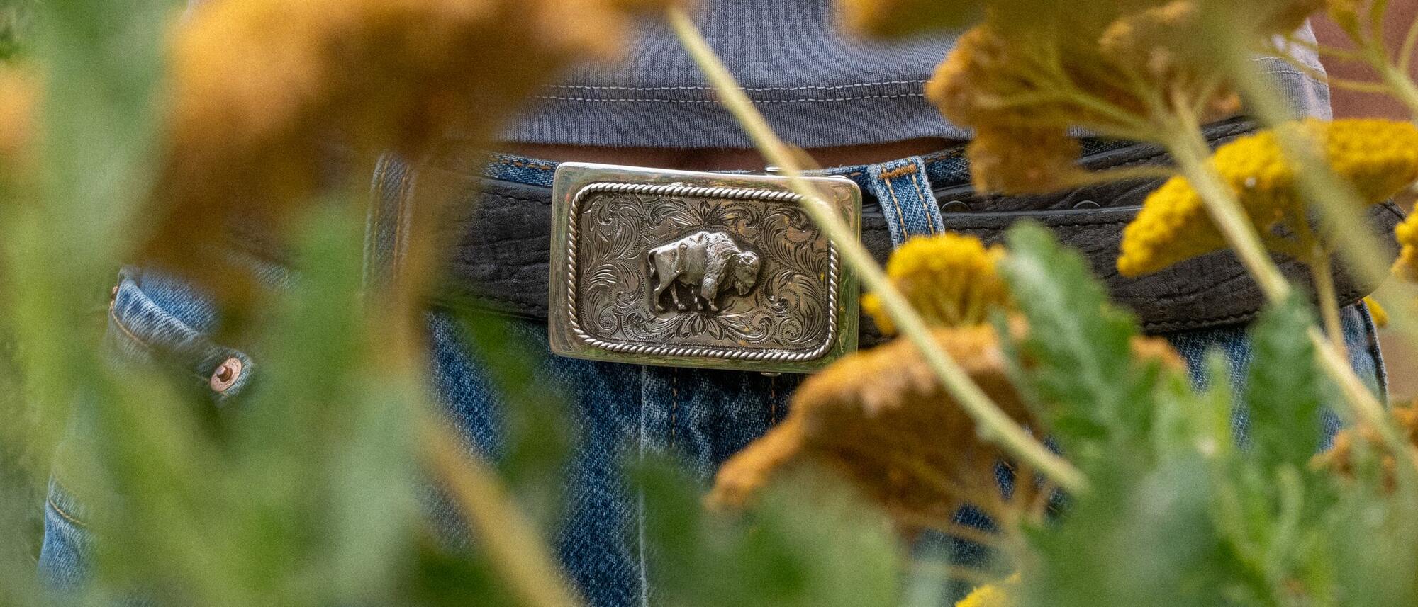 Mesa buckle worn