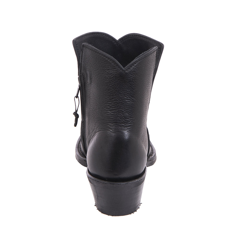 Ladies Short Black Aniline Cowboy Boot with Mini Vibram Sole