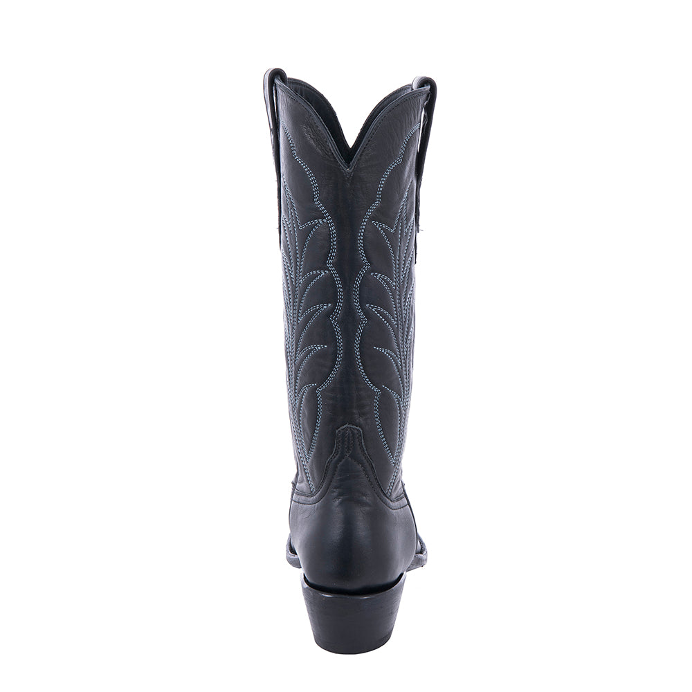 Ladies Blue Winn Stitch and Black Aniline Cowboy Boot