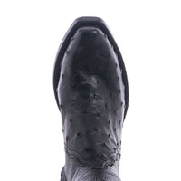 Ladies Black Full Quill Ostrich Smooth Ostrich Short Boot