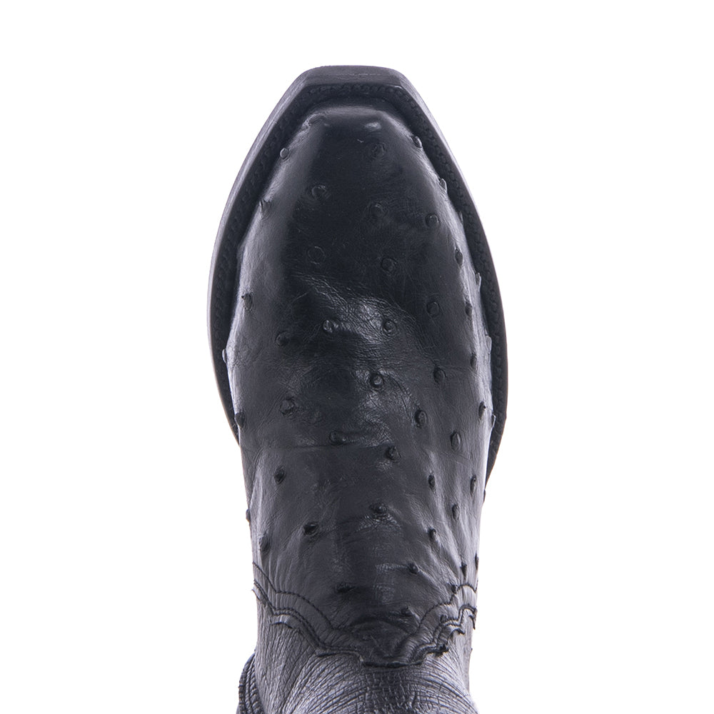 Ladies Black Full Quill Ostrich Smooth Ostrich Short Boot