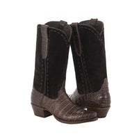 Ladies 13" Nicotine Caiman Chocolate Roughout Half Chocolate Buckstitch
