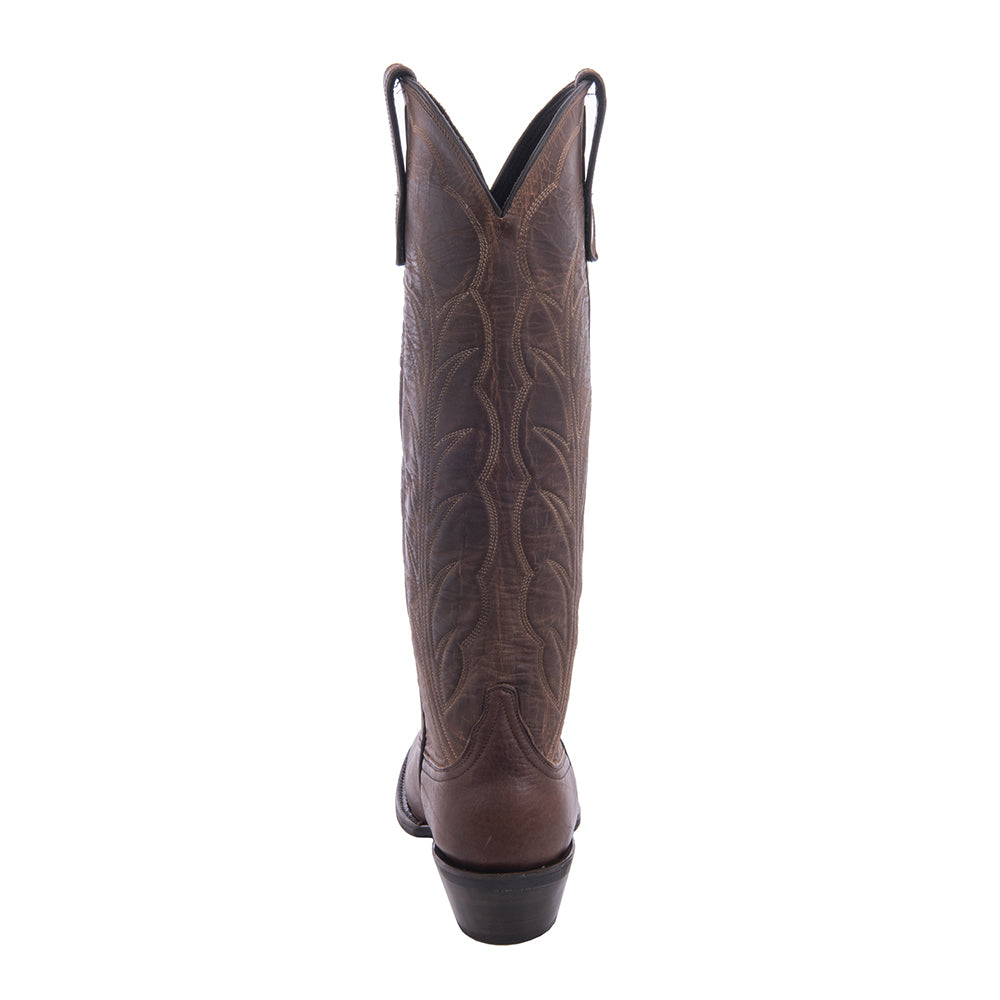 Men's 17" Mocha Bison Canella Goat Winn Toe Bug Cowboy Boot with Mini Vibram Sole
