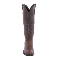 Men's 17" Mocha Bison Canella Goat Winn Toe Bug Cowboy Boot with Mini Vibram Sole