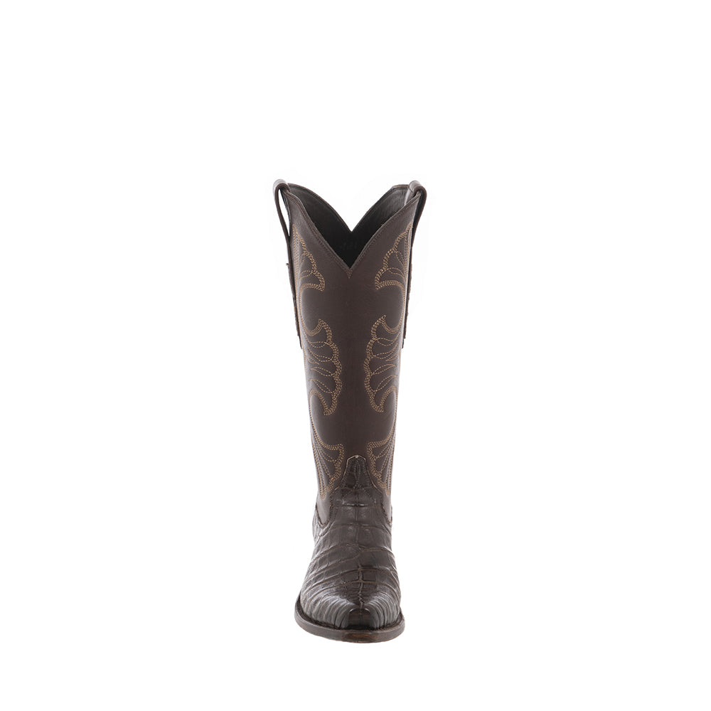 Ladies 14" Nicotine Caiman Brown Aniline Swan Cowboy Boot