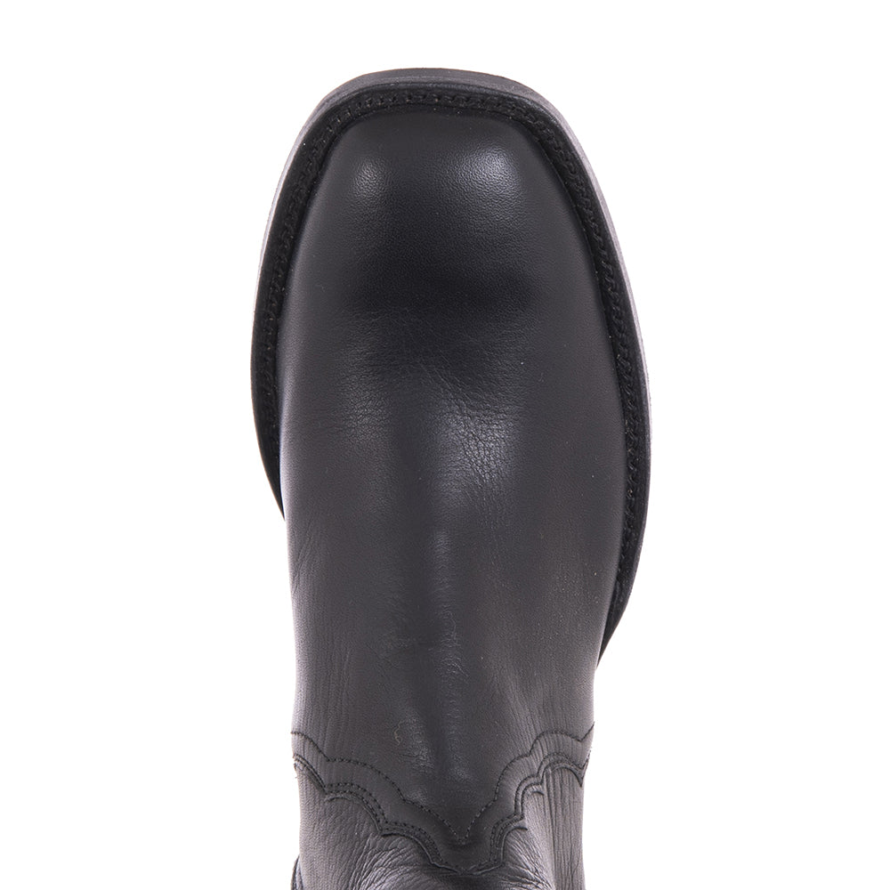 Ladies Short Black Aniline Cowboy Boot with Mini Vibram Sole