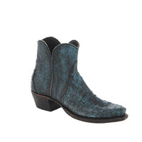 Ladies Short Black Wash Turquoise Full Quill Ostrich Boot