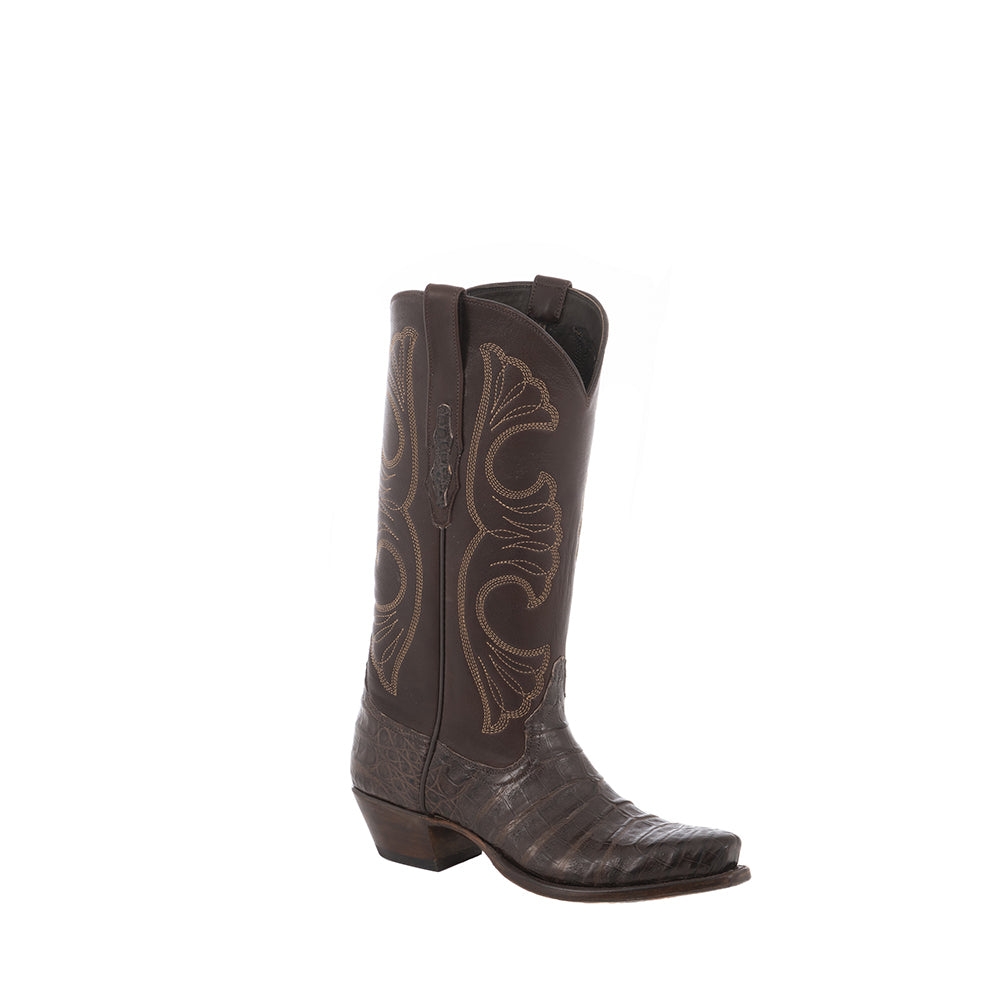 Ladies 14" Nicotine Caiman Brown Aniline Swan Cowboy Boot
