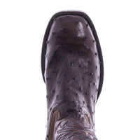 Ladies Cowboy 12-2 Nicotine Full Quill Ostrich/Canella Goat Fern Inlay Spur Lip and Heavy Sole
