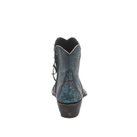 Ladies Short Black Wash Turquoise Full Quill Ostrich Boot
