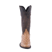 Ladies Cowboy 13" Cognac Burnished Ostrich/ Canella Goat with a Winn Stitch in Coyote