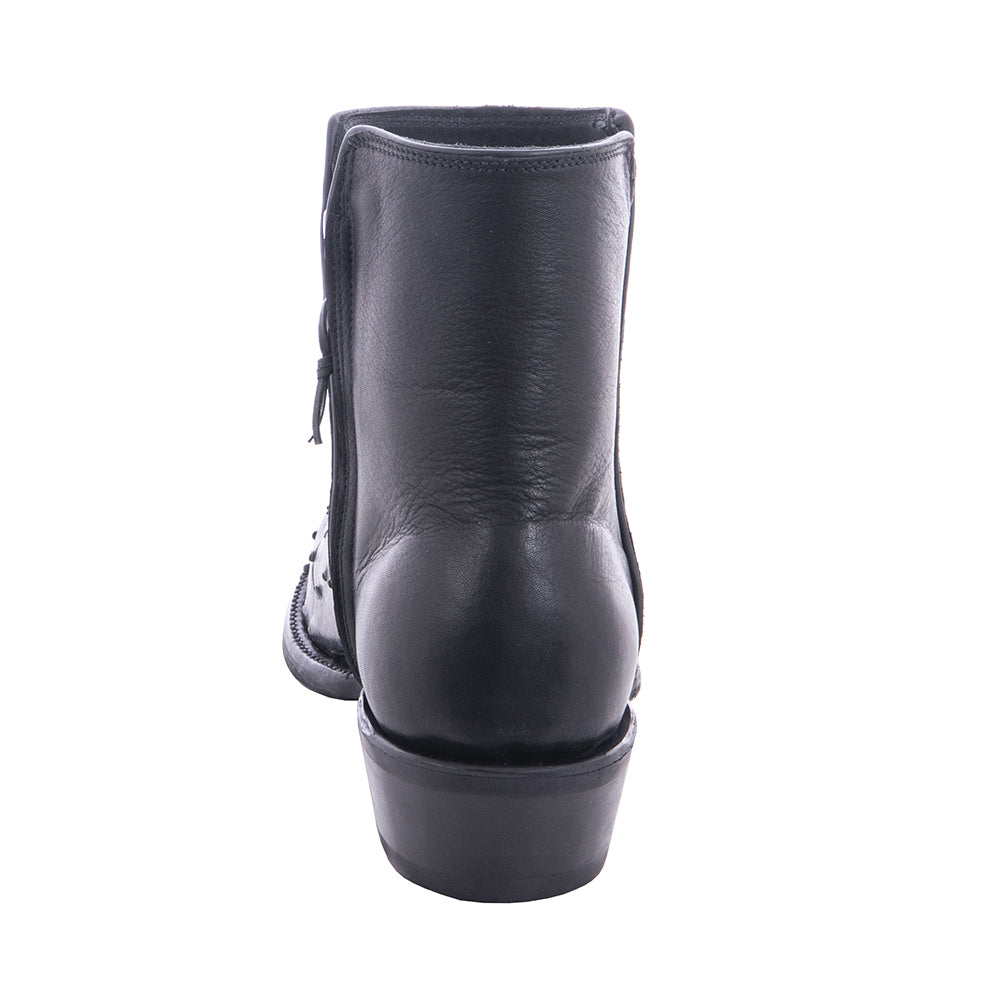 Men's Short Black Full Quill Ostrich Aniline Boot with Mini Vibram Sole