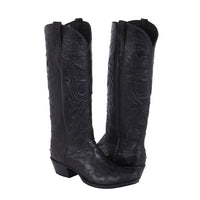 Ladies Cowboy Black Full Quill Ostrich with Black Kidskin