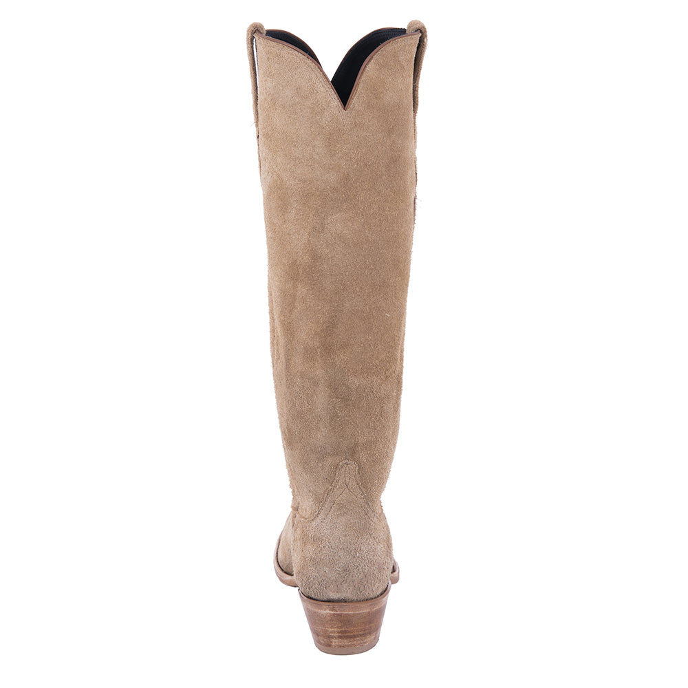 Ladies 17" Tan Roughout Toe Bug Cowboy Boot